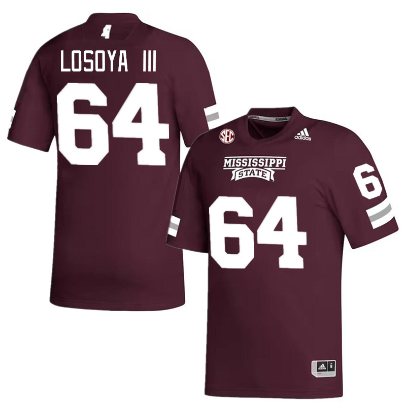 Men #64 Steven Losoya III Mississippi State Bulldogs 2023 College Football Jerseys Stitched-Maroon